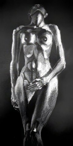 Drawing on paper, white chalk, 1990